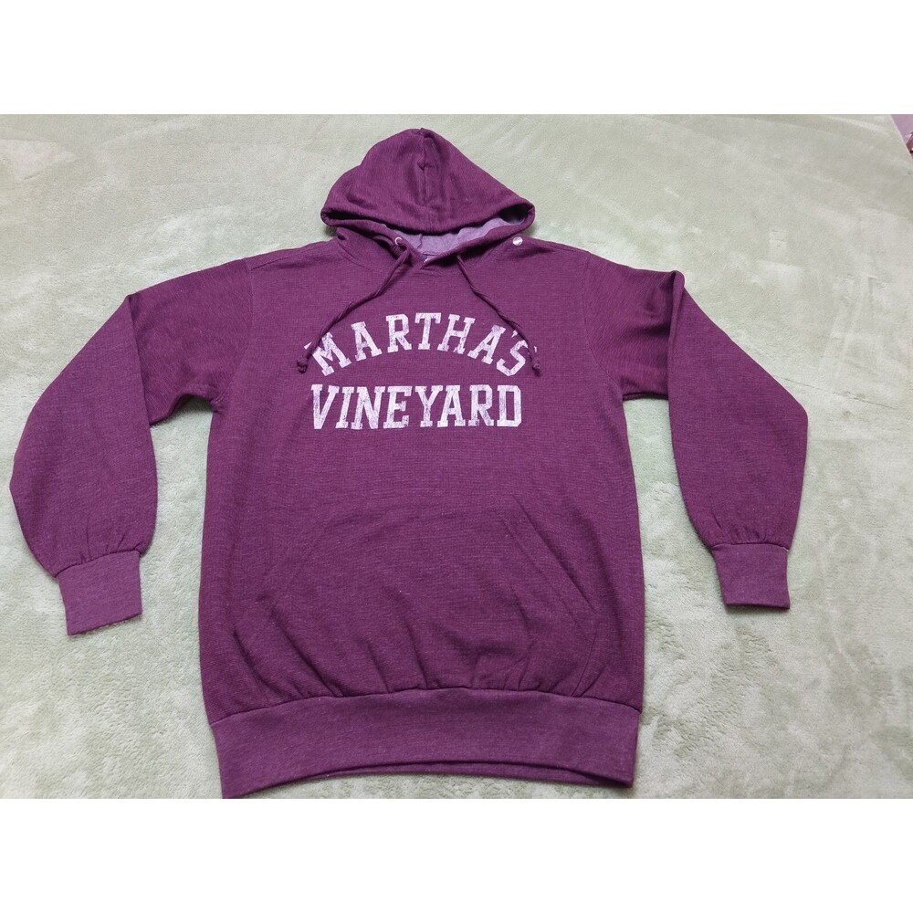 Martha's Vineyard Hoodie Sweatshirt MV Sport Pullover Medium Unisex Maroon Purpl